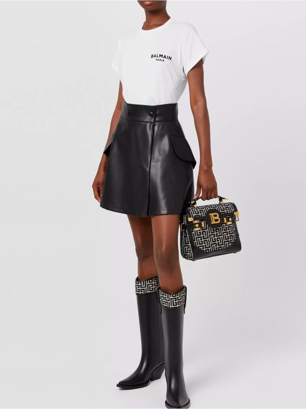 Balmain White Tee with Black Logo